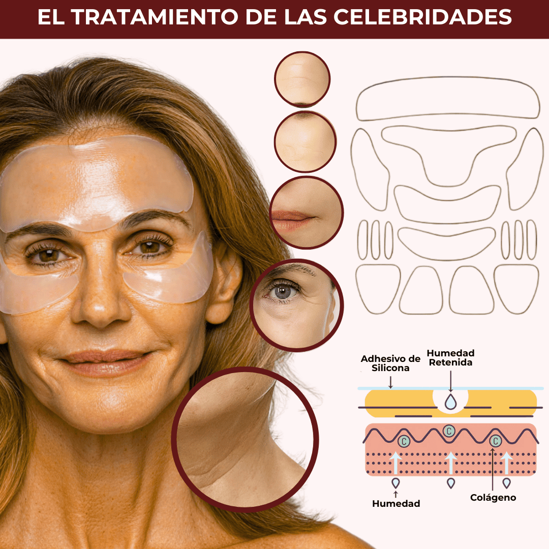 Pack de 16 Parches Antiarrugas Estimuladores de Colágeno (reutilizables hasta 40 veces) - KIT REJUVENE CLEAN™